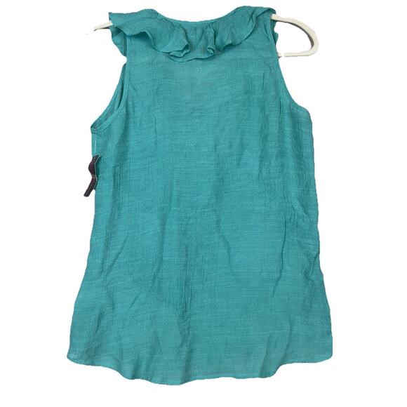 NWT No Boundaries Jr. Med Tank Top Solid Teal Sleeveless Ruffle Front Tassels - Picture 3 of 8